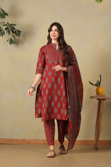Red Yamini Suit Set