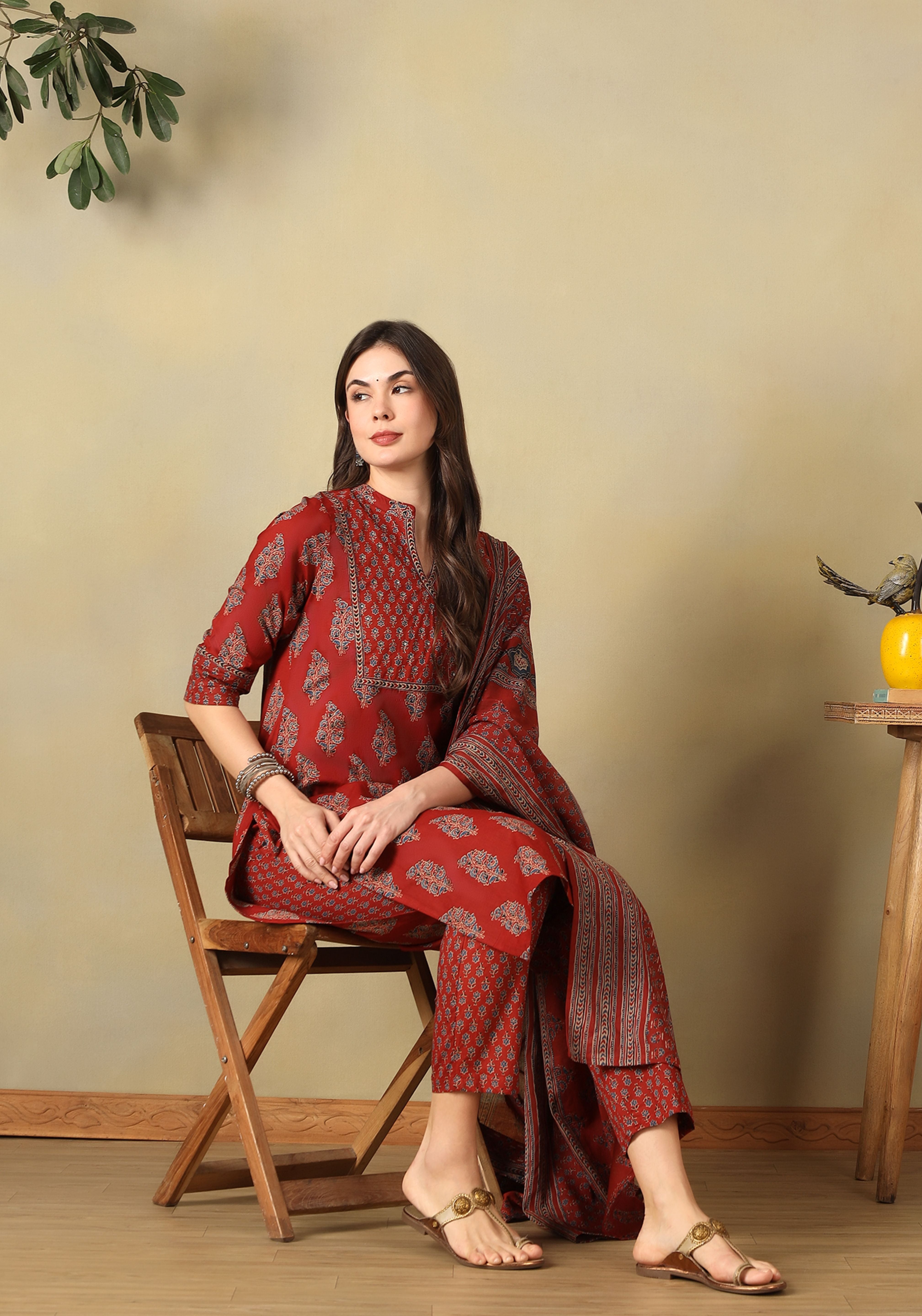 Red Yamini Suit Set