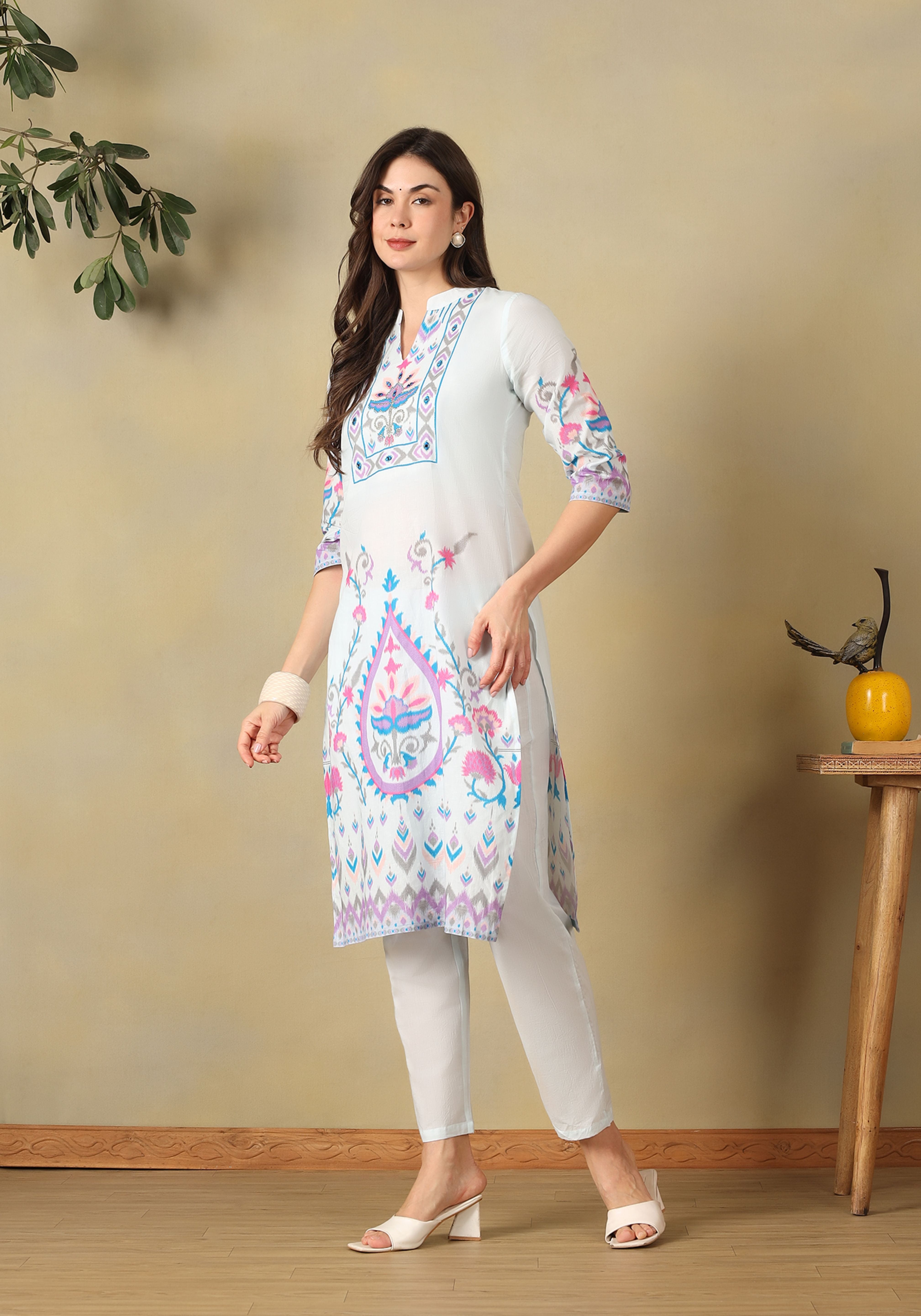 Sky Blue Amaya Straight Suit Set
