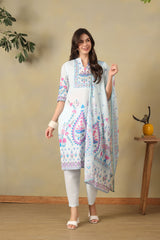 Sky Blue Amaya Straight Suit Set