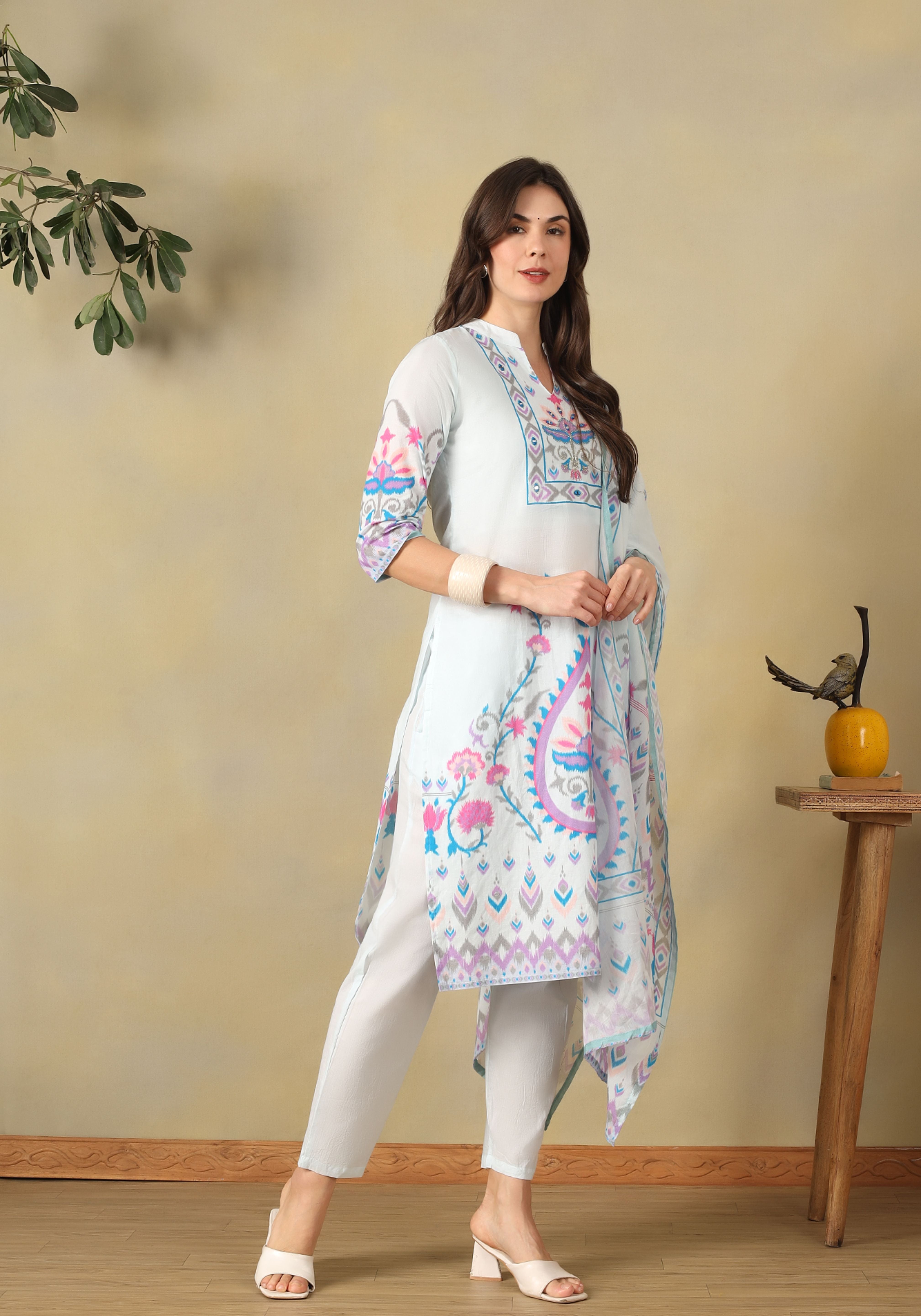 Sky Blue Amaya Straight Suit Set