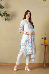 Sky Blue Amaya Straight Suit Set