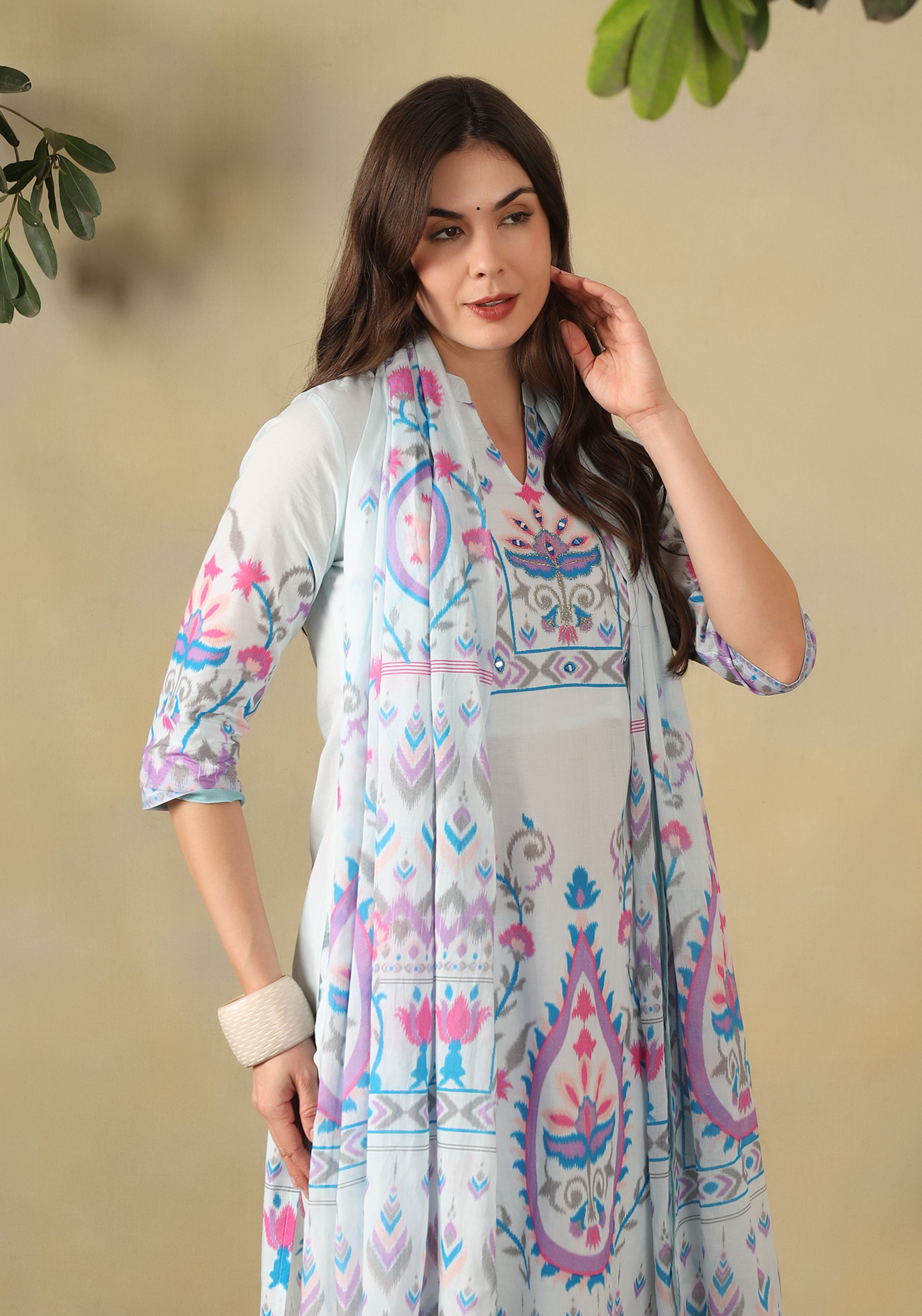 Sky Blue Amaya Straight Suit Set