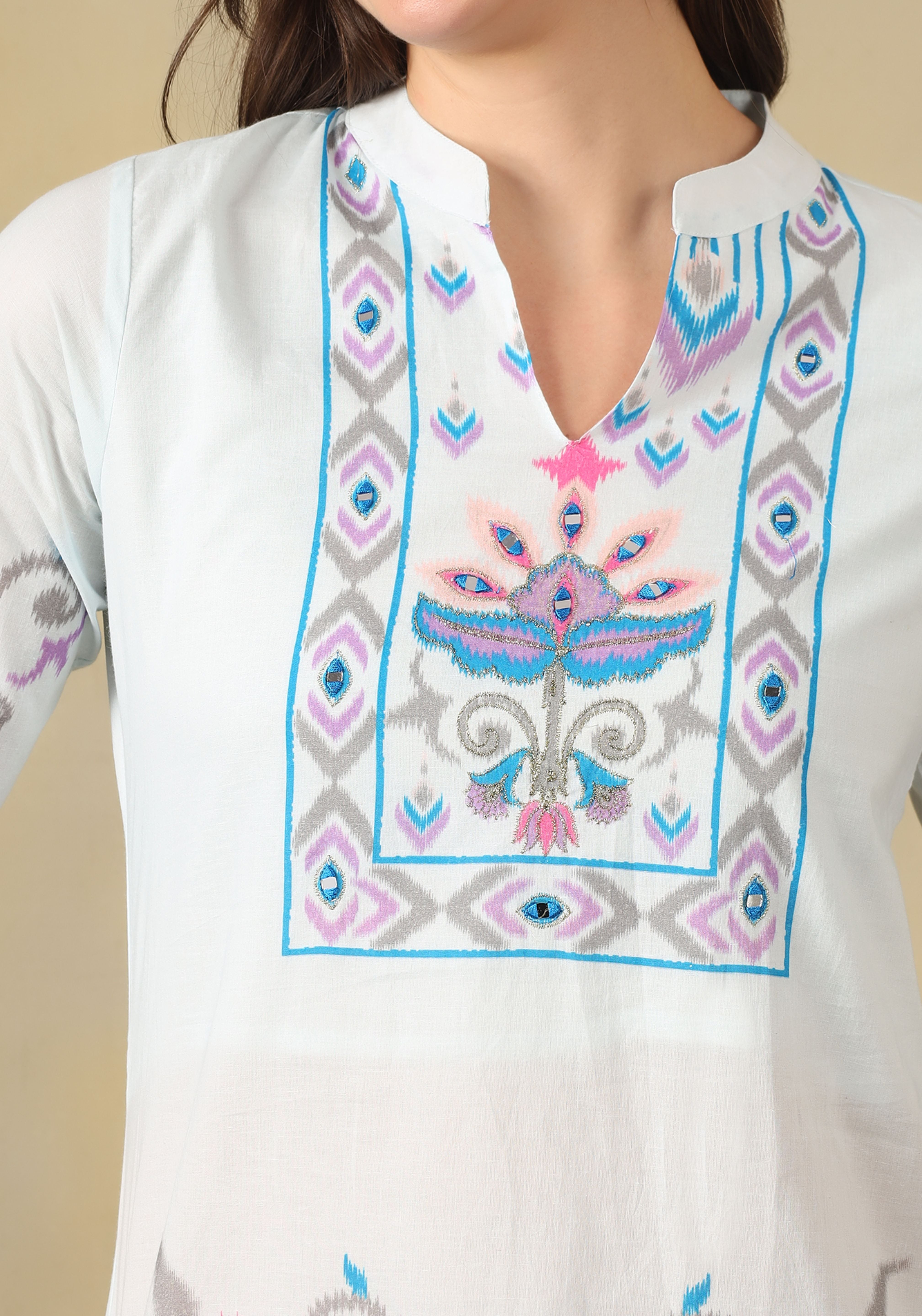 Sky Blue Amaya Straight Suit Set