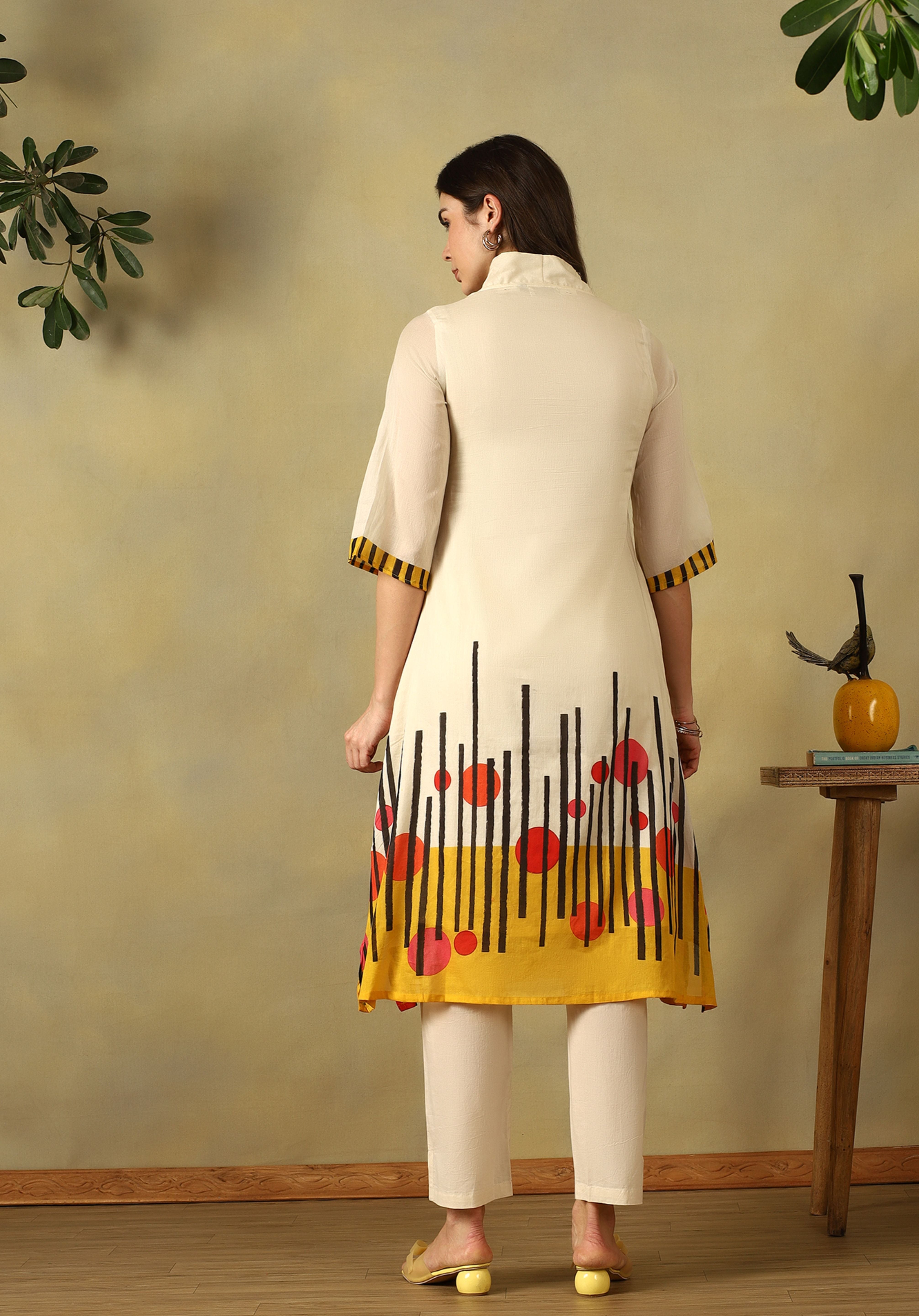 Cream Myra A-Line Kurta Set