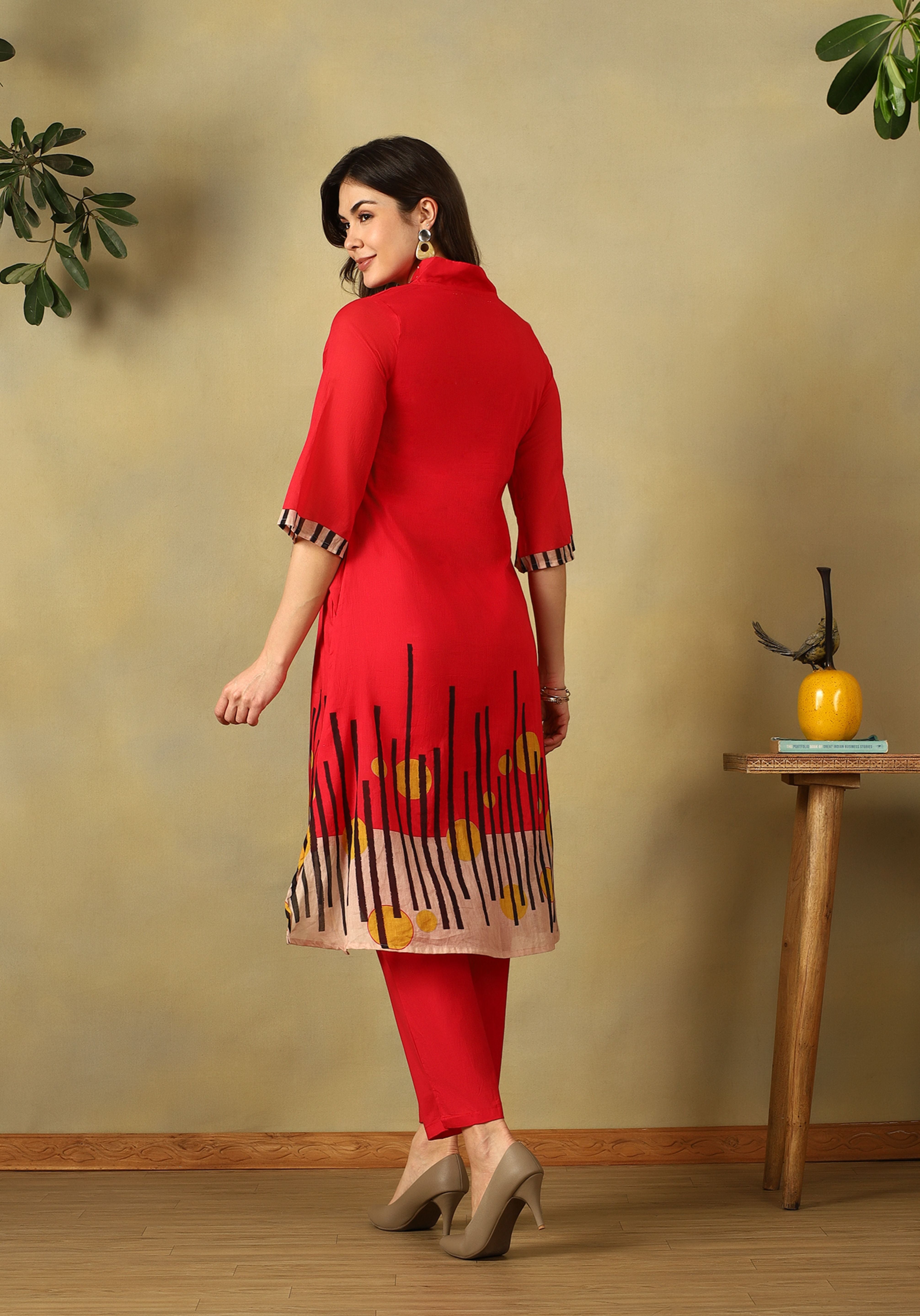 Red Saisha A-Line Kurta Set