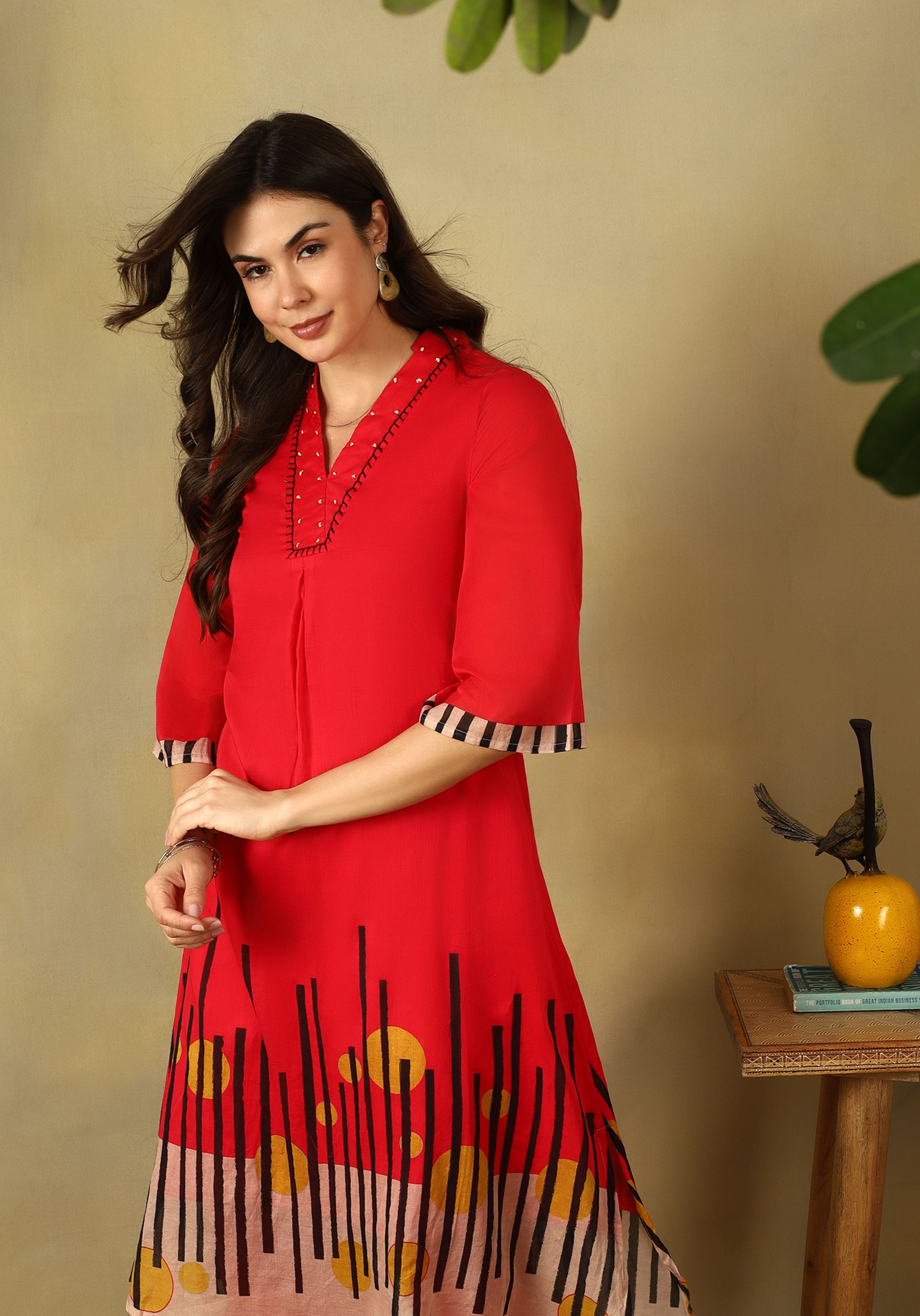 Red Saisha A-Line Kurta Set