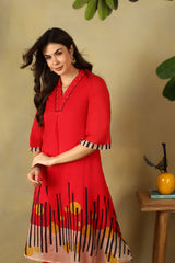 Red Saisha A-Line Kurta Set