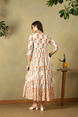 Cream Kavya Tiered Anarkali Dress
