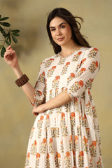 Cream Kavya Tiered Anarkali Dress
