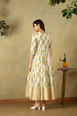 Off-White Sanvi Tiered Anarkali Dress