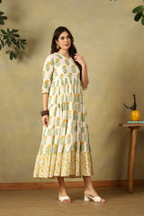 Off-White Sanvi Tiered Anarkali Dress
