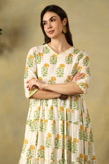Off-White Sanvi Tiered Anarkali Dress