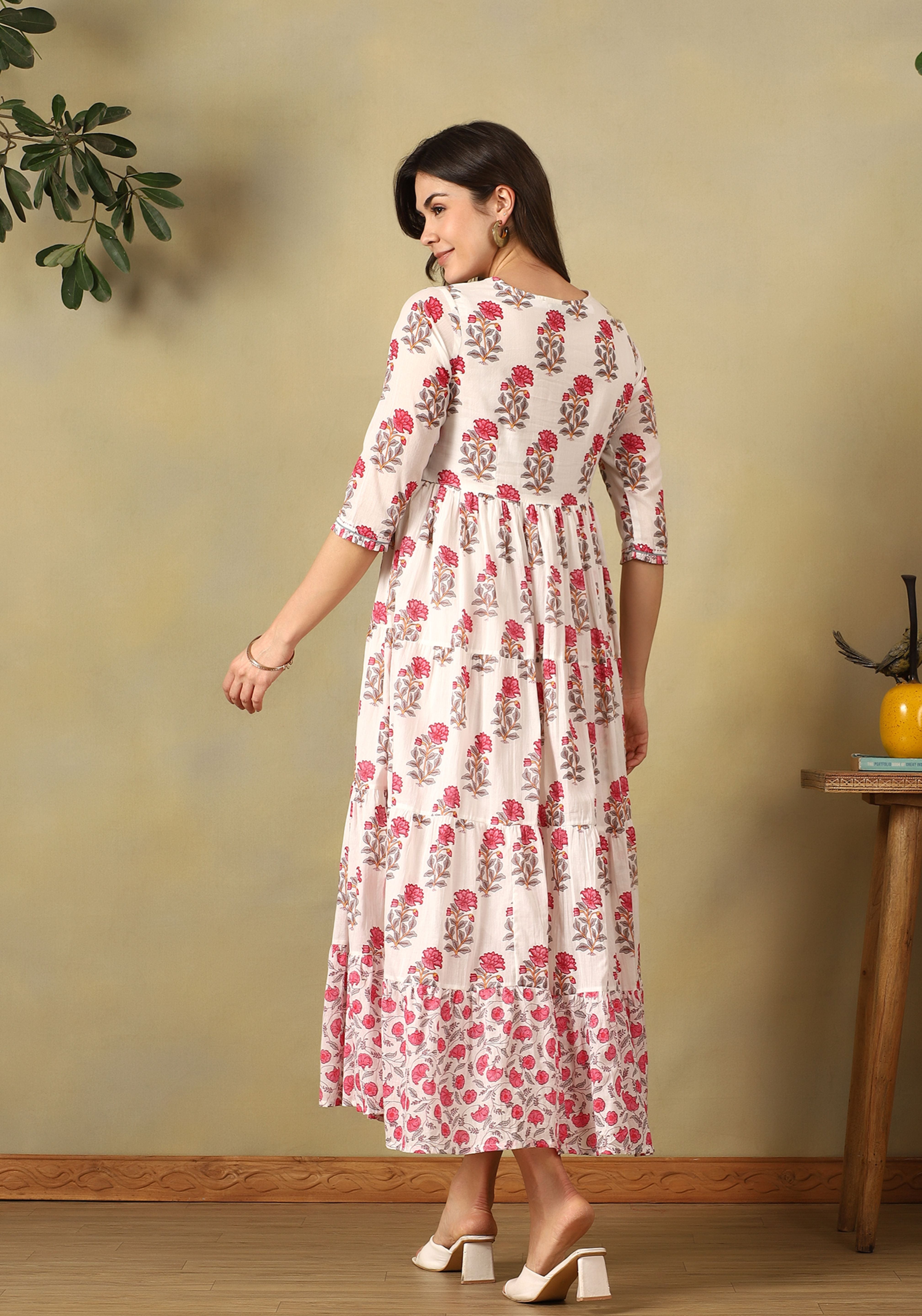 Off-White Advika Tiered Anarkali Dress