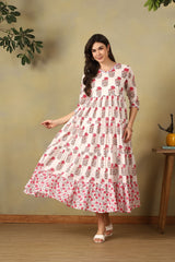 Off-White Advika Tiered Anarkali Dress