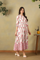 Off-White Advika Tiered Anarkali Dress