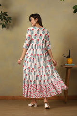 Off-White Ishani Tiered Anarkali Dress