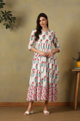 Off-White Ishani Tiered Anarkali Dress