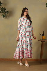Off-White Ishani Tiered Anarkali Dress