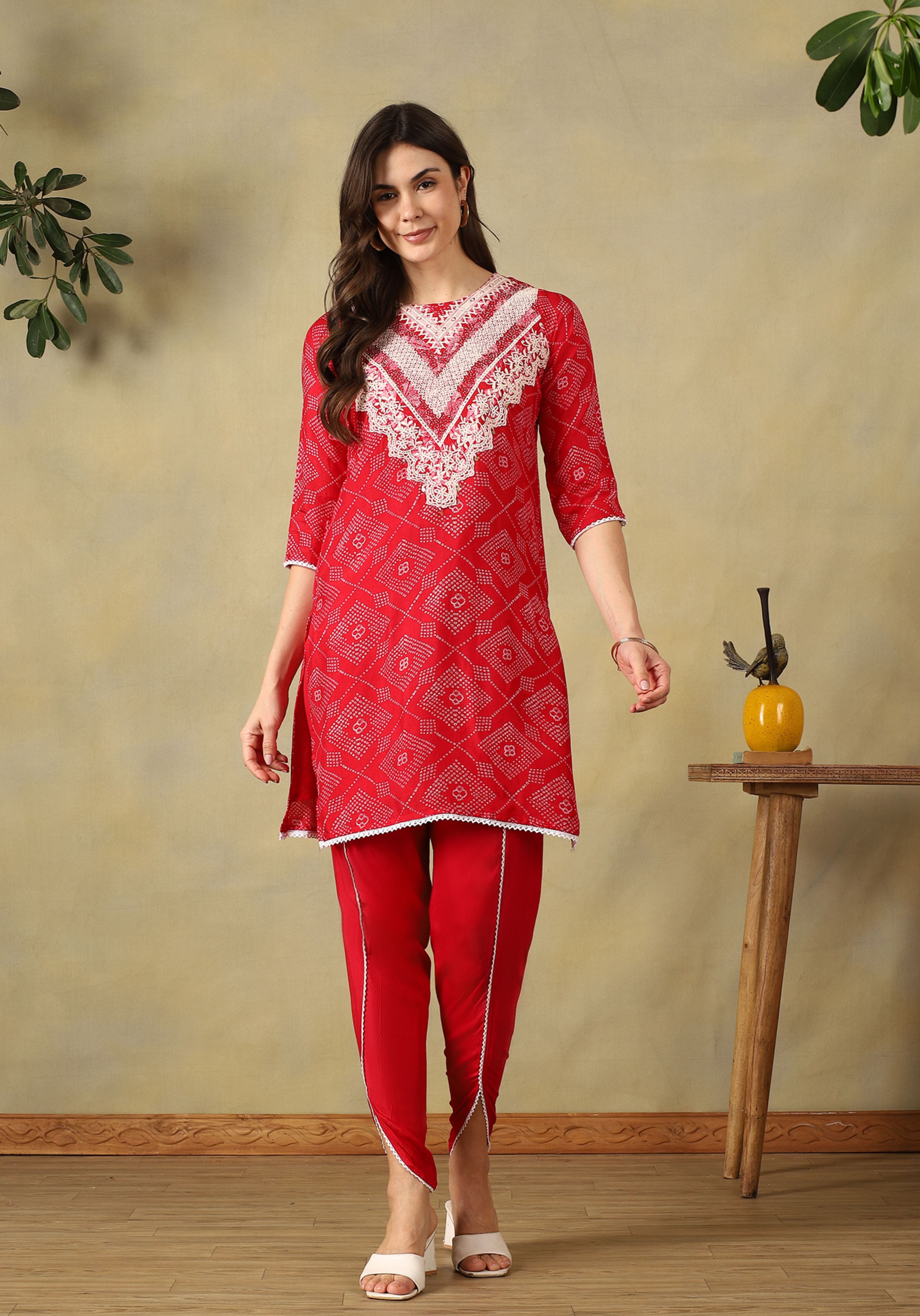 Red Anvika Kurta Set