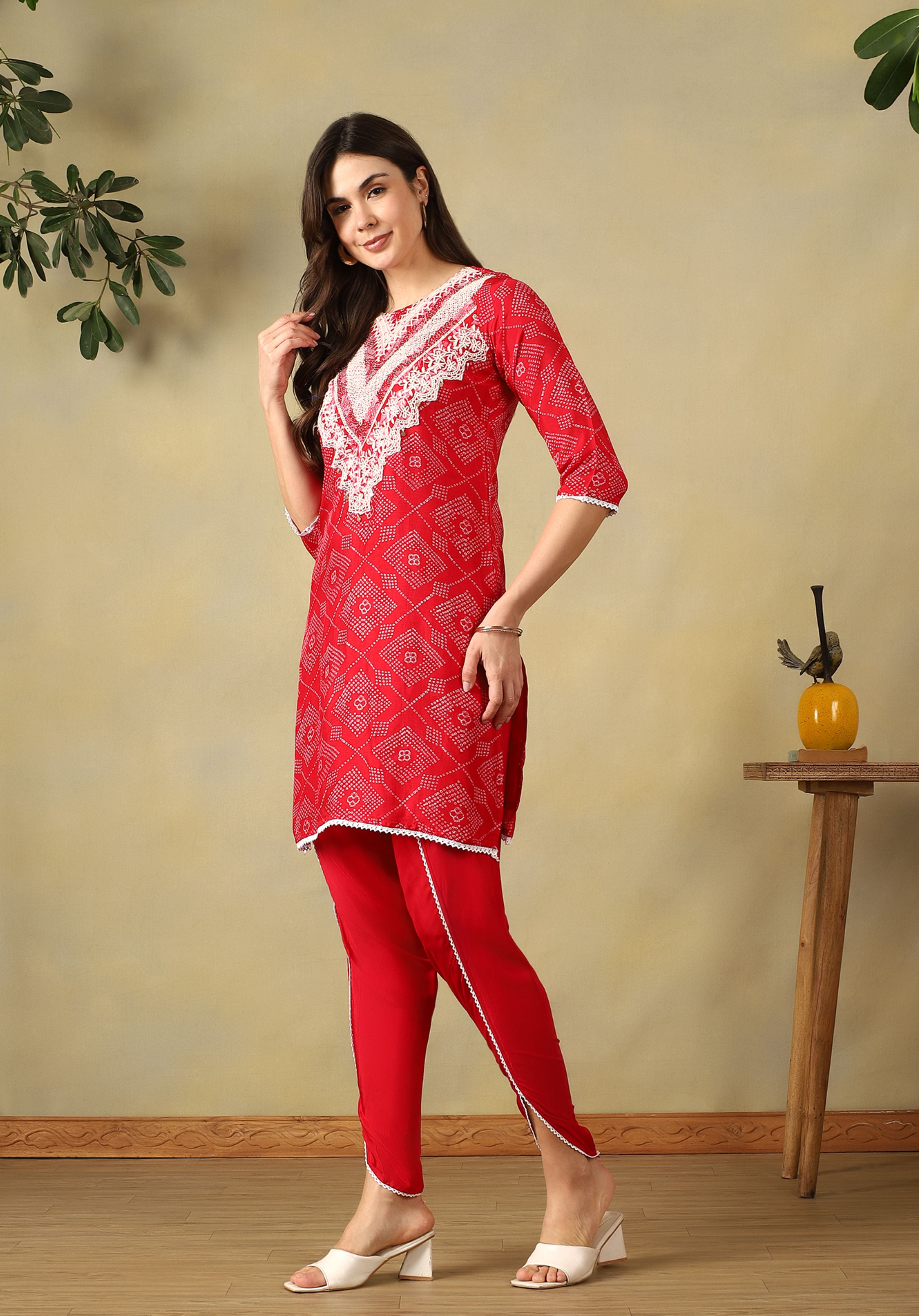 Red Anvika Kurta Set