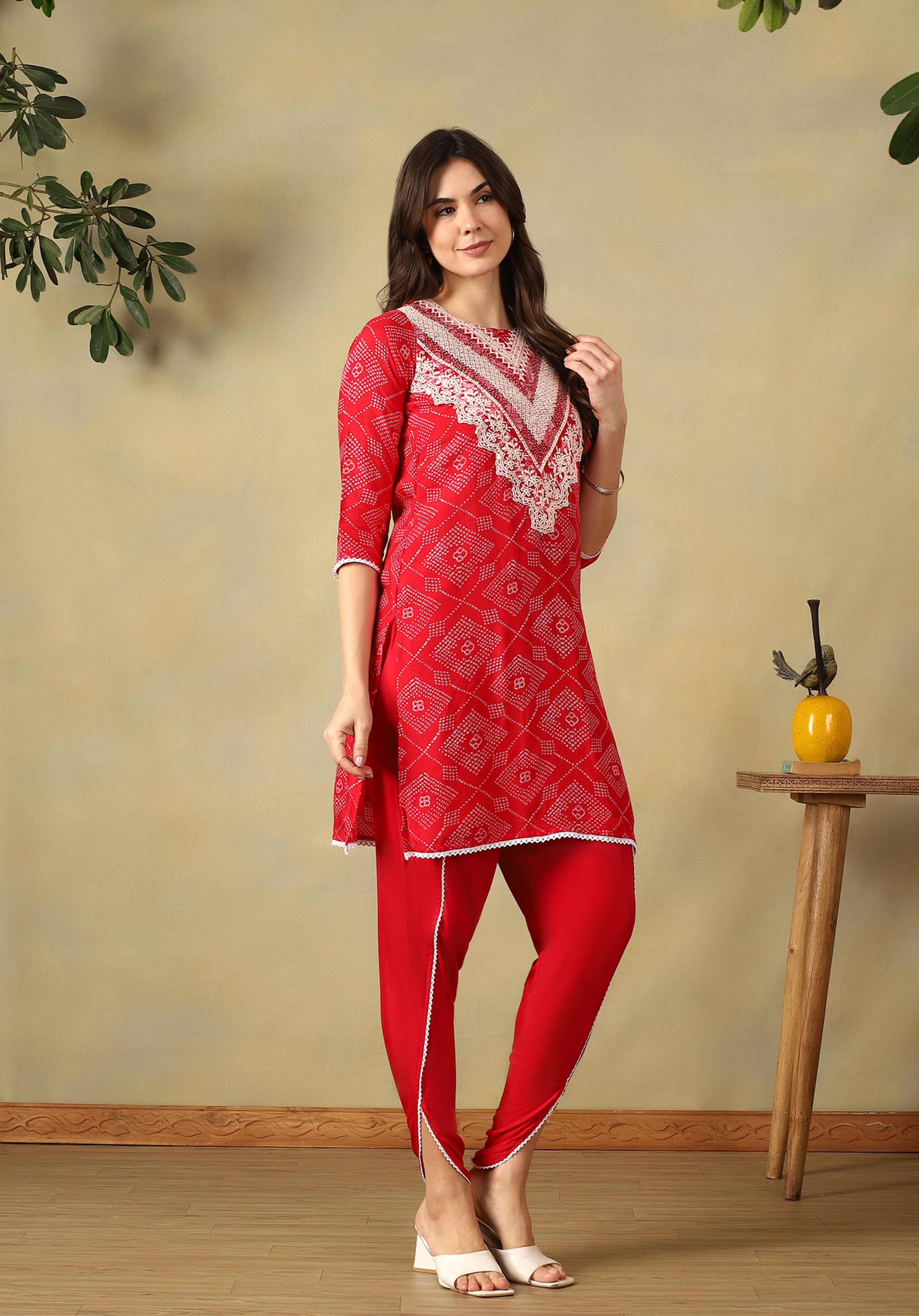 Red Anvika Kurta Set