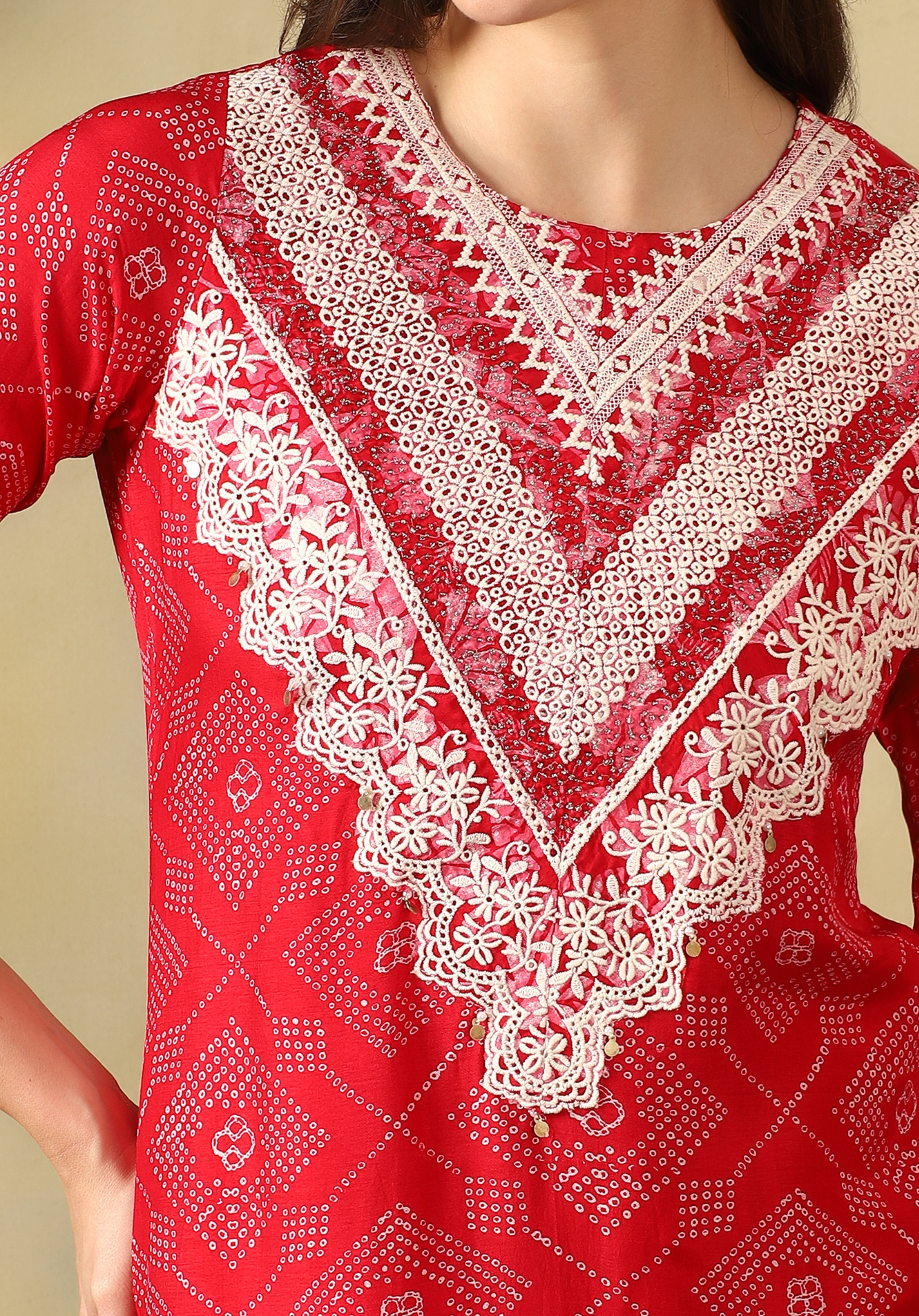 Red Anvika Kurta Set