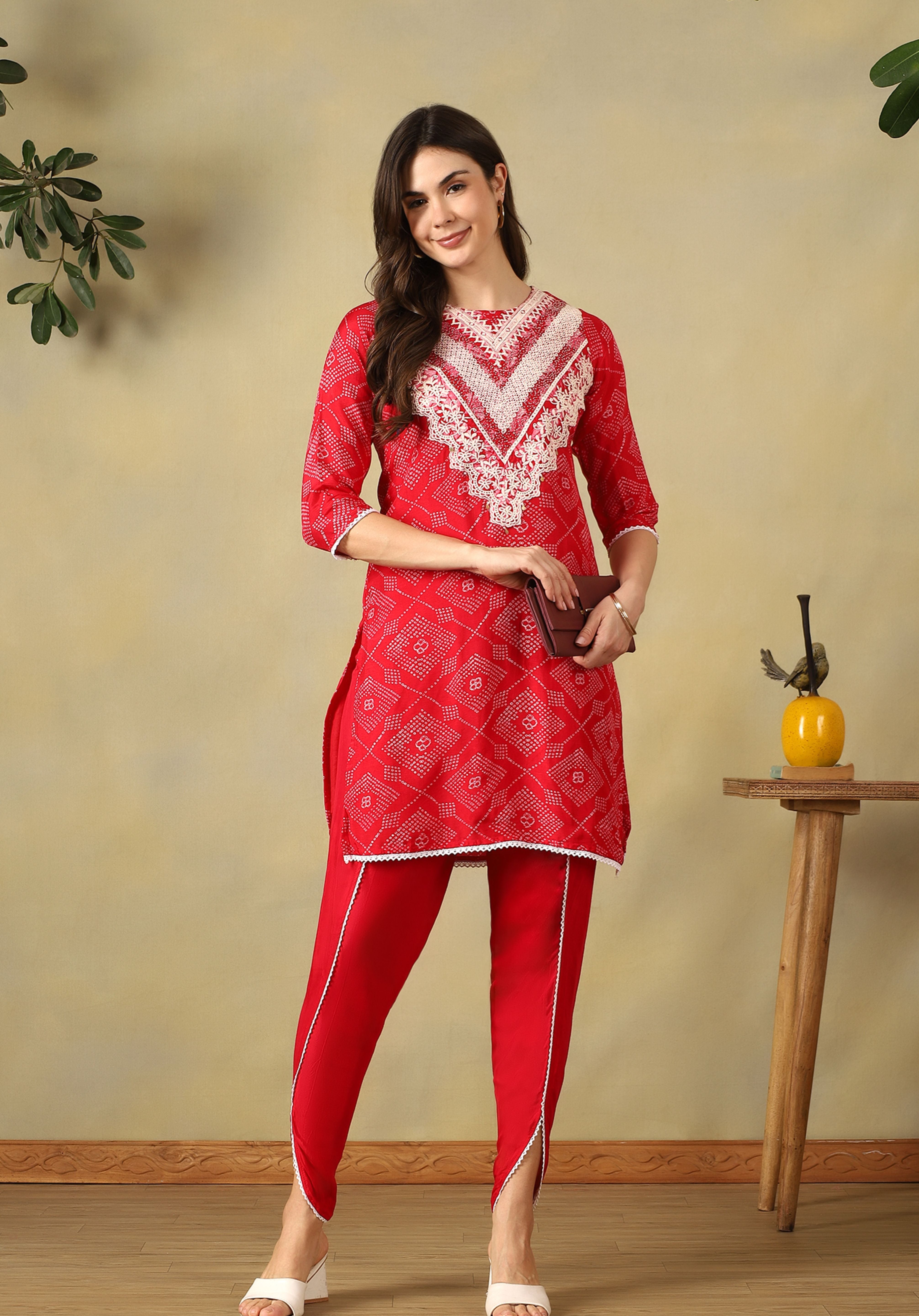Red Anvika Kurta Set