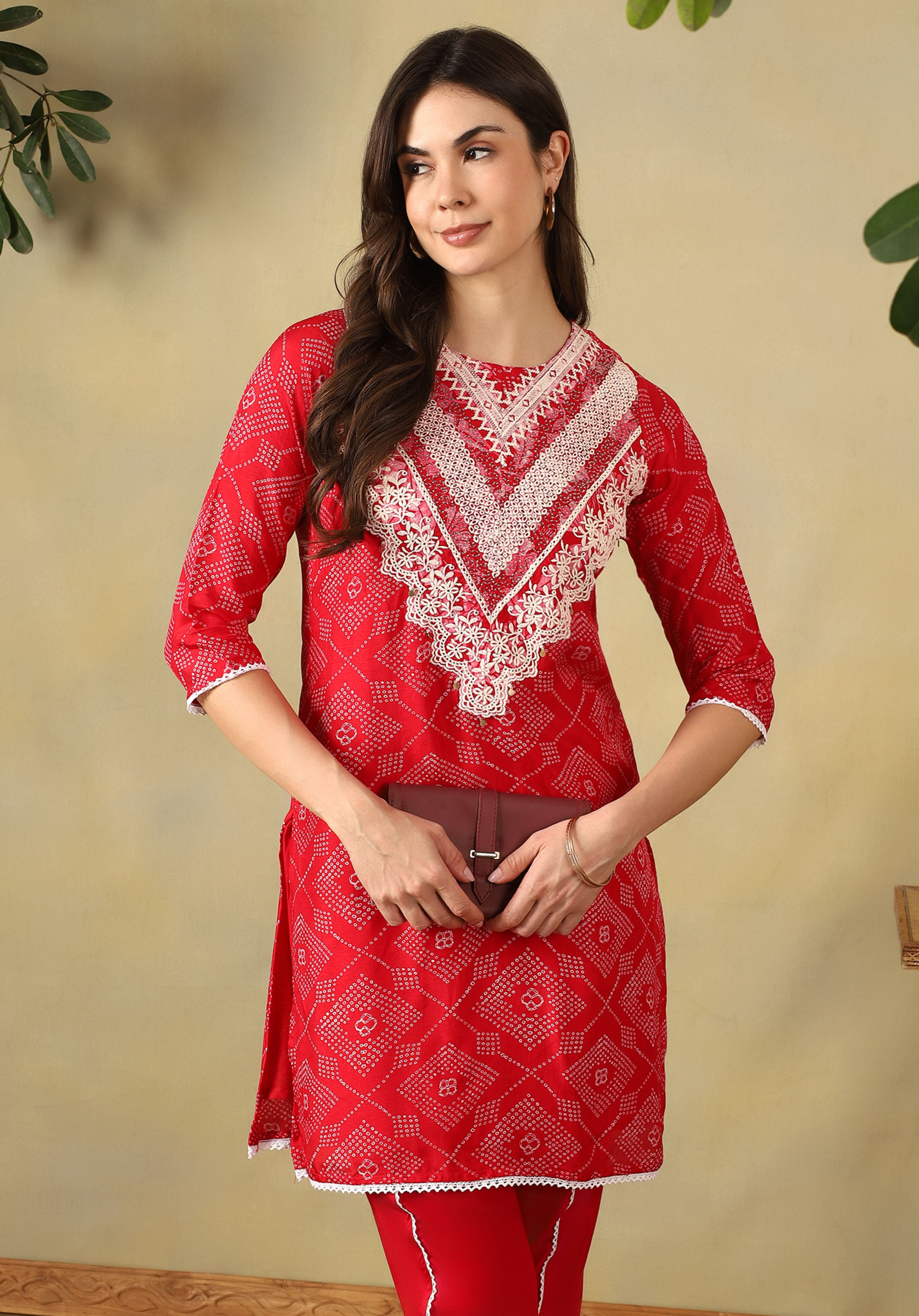 Red Anvika Kurta Set