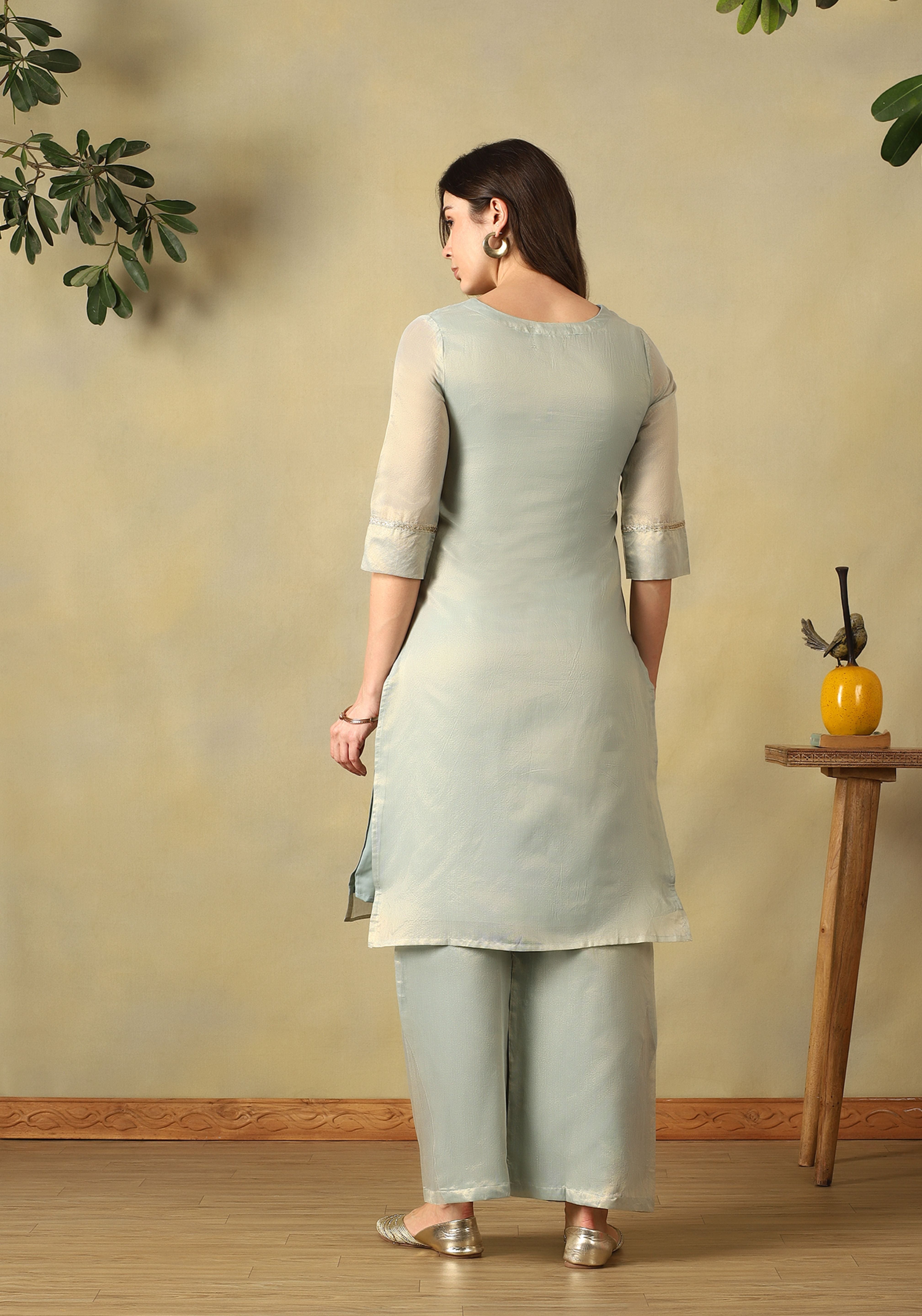 Sea Grey Ira Straight Kurta Set