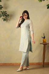 Sea Grey Ira Straight Kurta Set