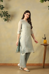 Sea Grey Ira Straight Kurta Set