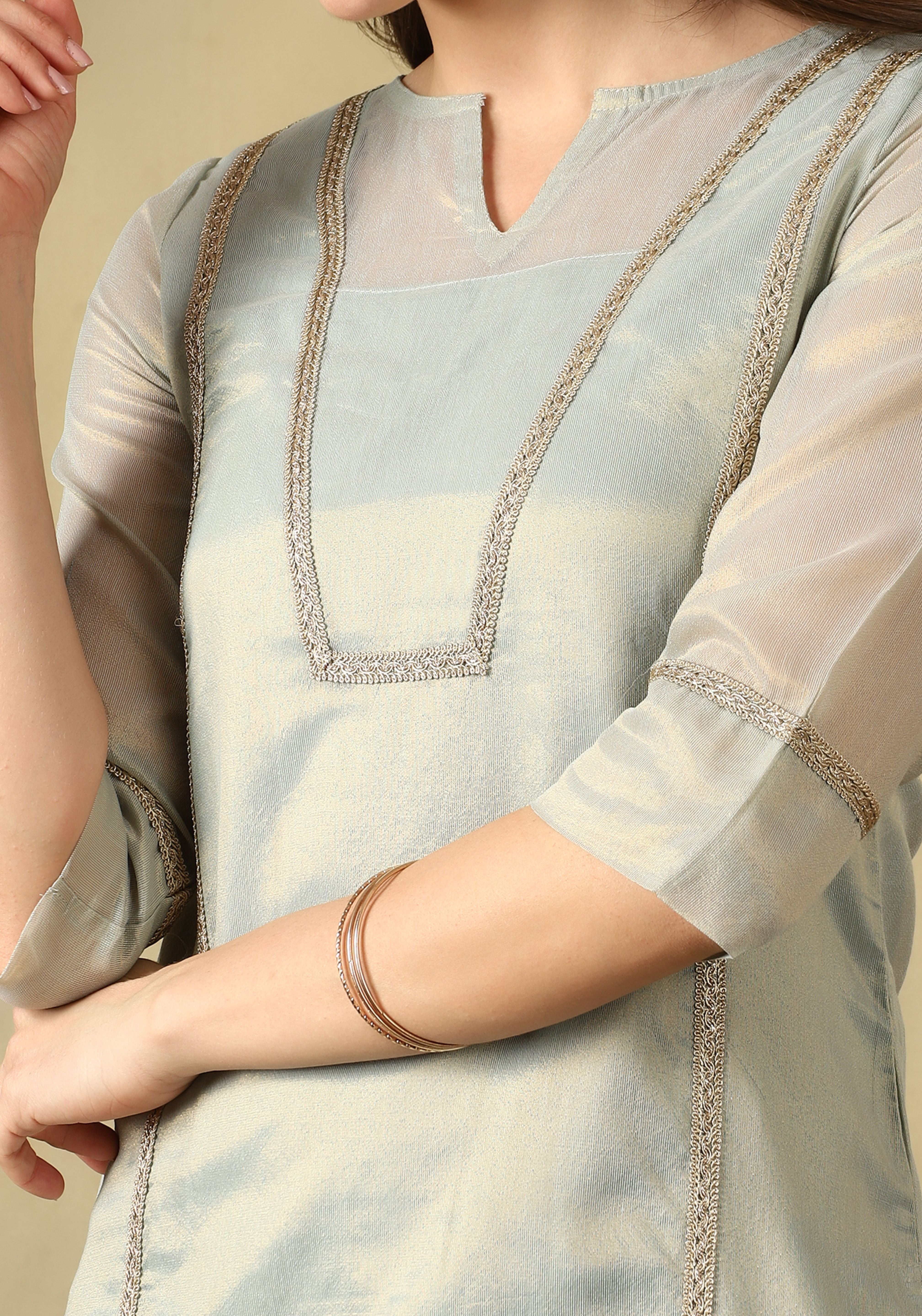 Sea Grey Ira Straight Kurta Set