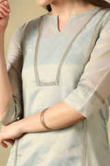 Sea Grey Ira Straight Kurta Set