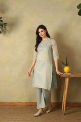 Sea Grey Ira Straight Kurta Set