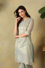 Sea Grey Ira Straight Kurta Set