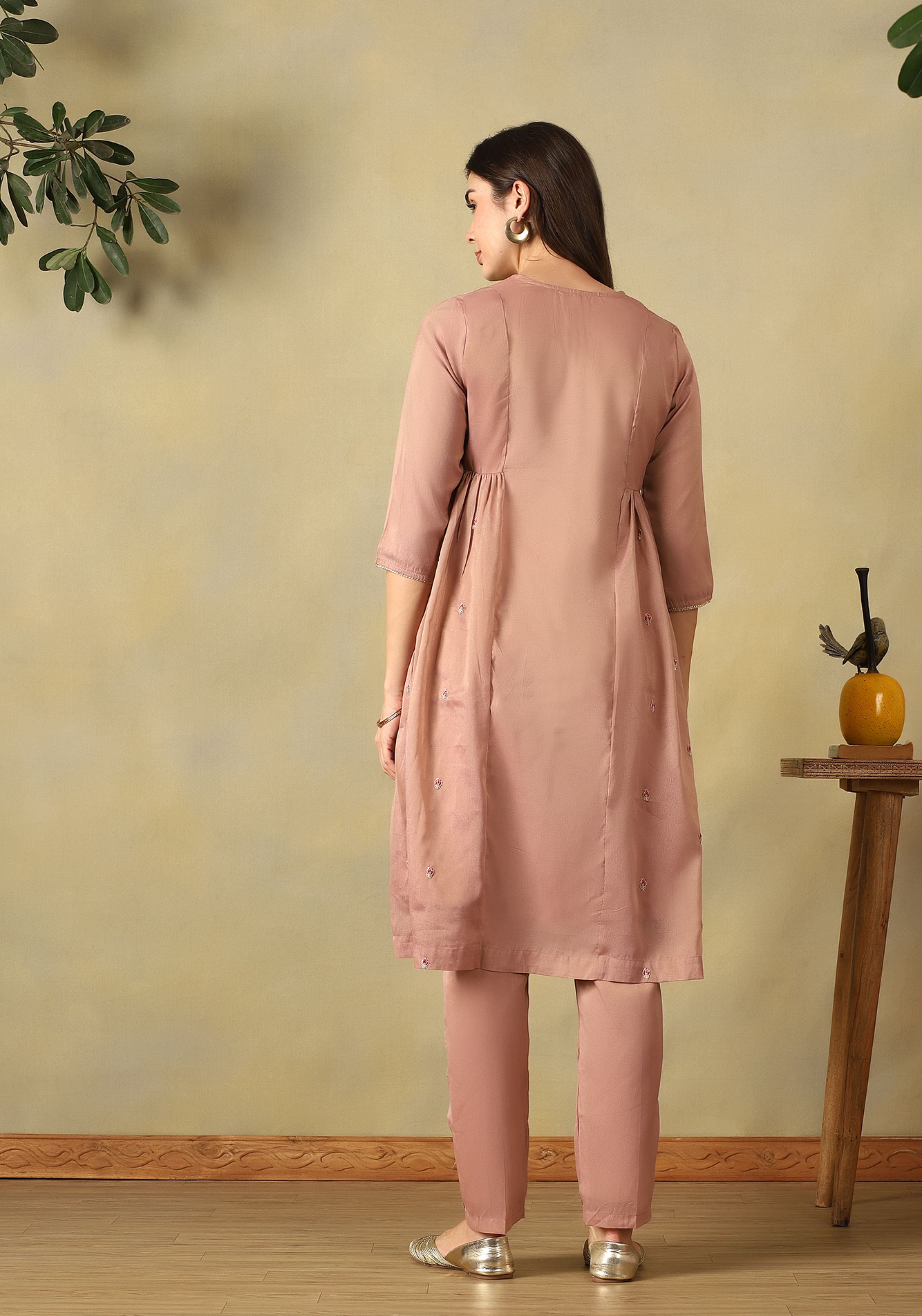 Dusty Rose Sia A-Line Kurta Set