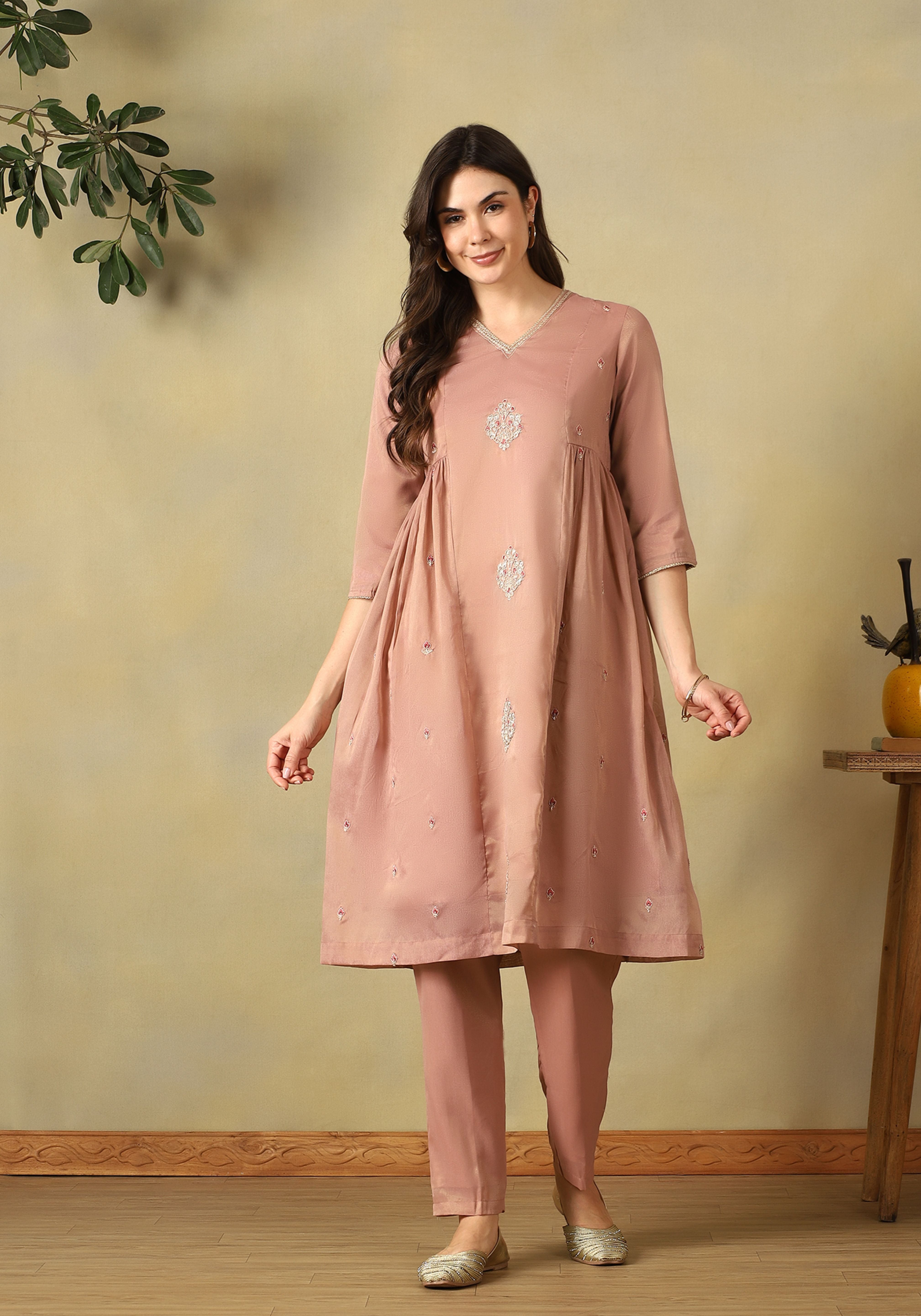 Dusty Rose Sia A-Line Kurta Set