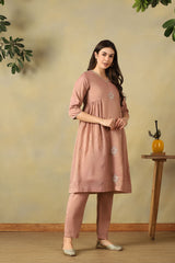 Dusty Rose Sia A-Line Kurta Set