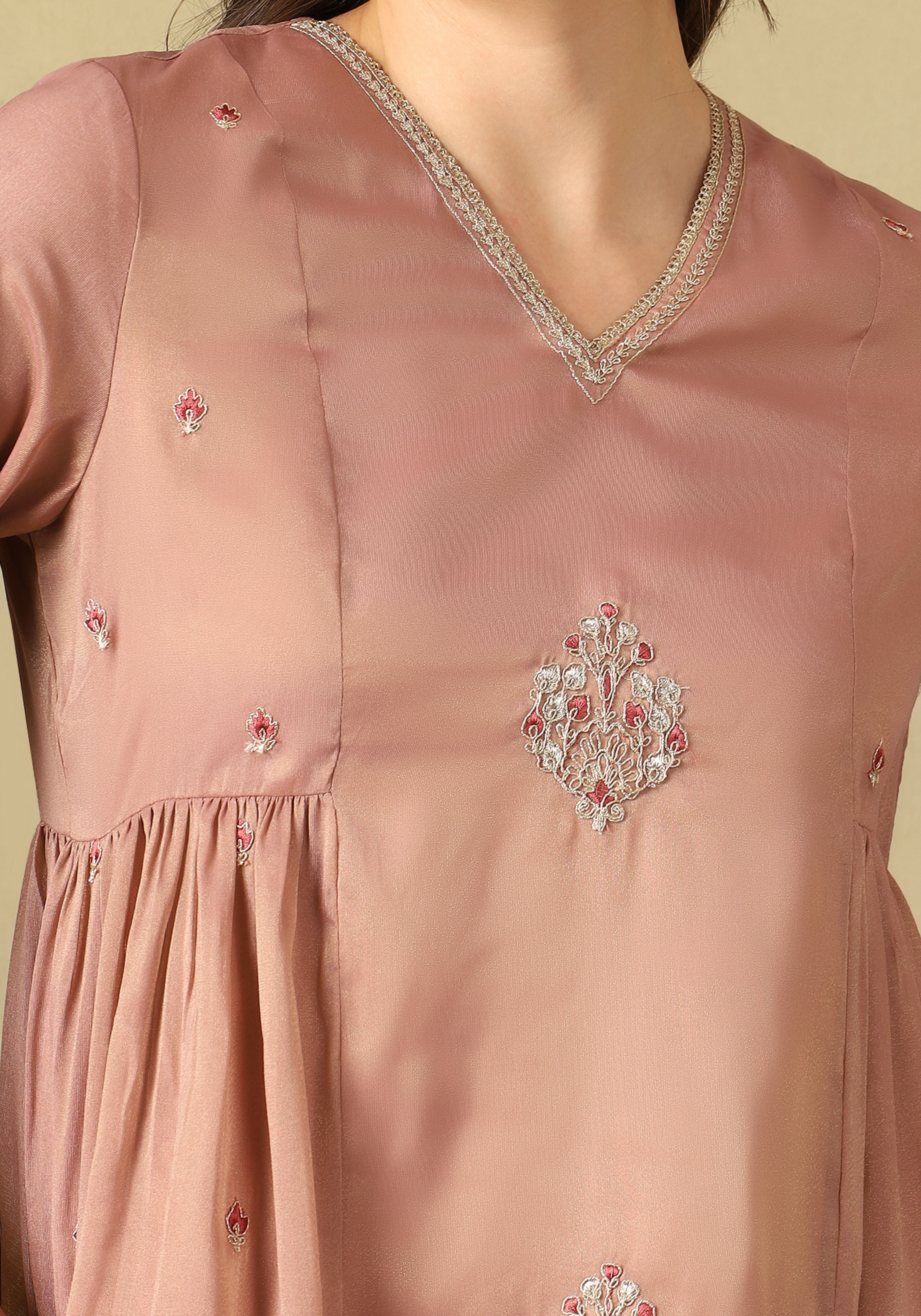 Dusty Rose Sia A-Line Kurta Set