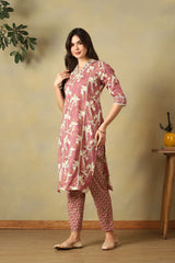 Mauve Tara  Straight Suit Set