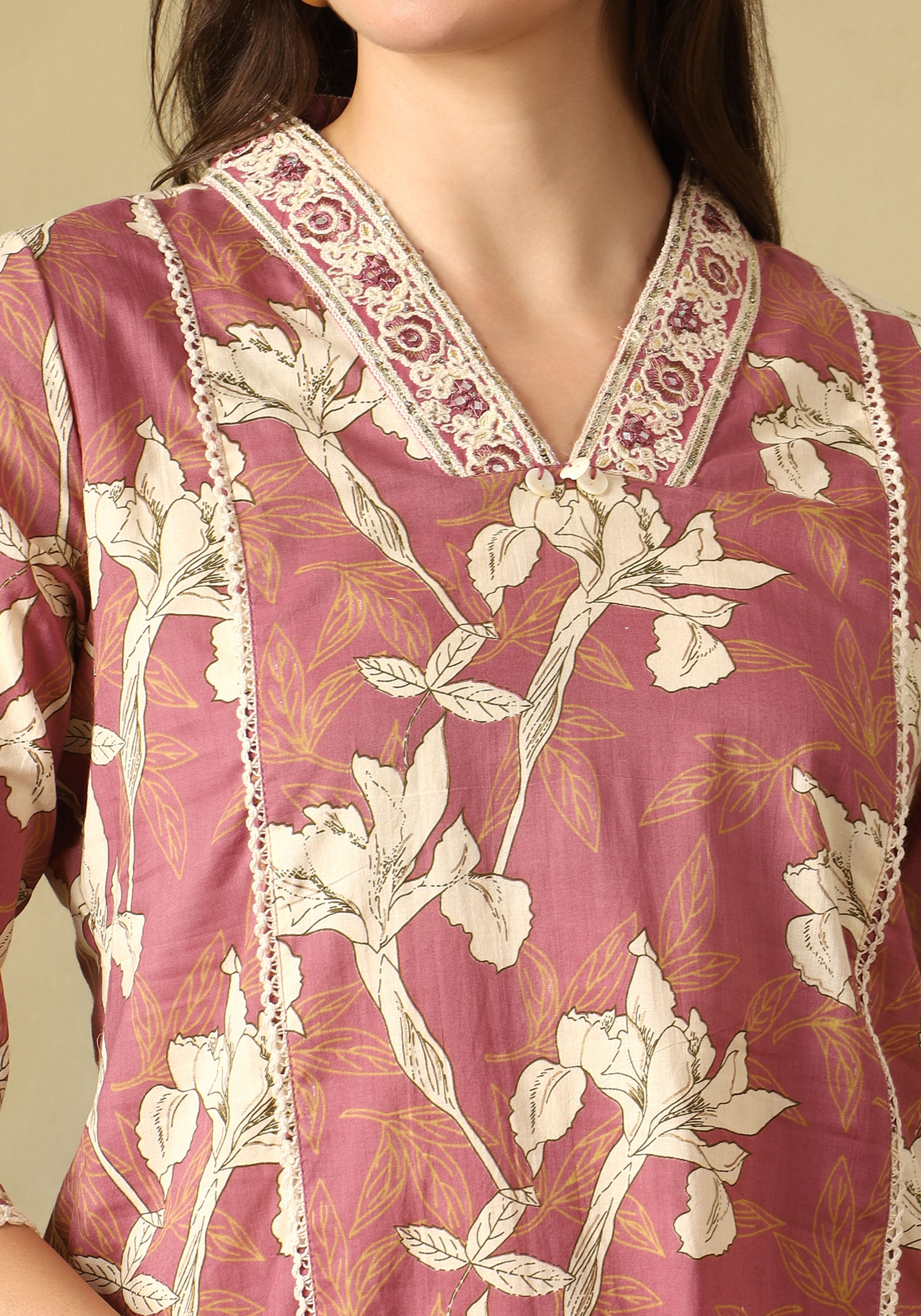 Mauve Tara  Straight Suit Set