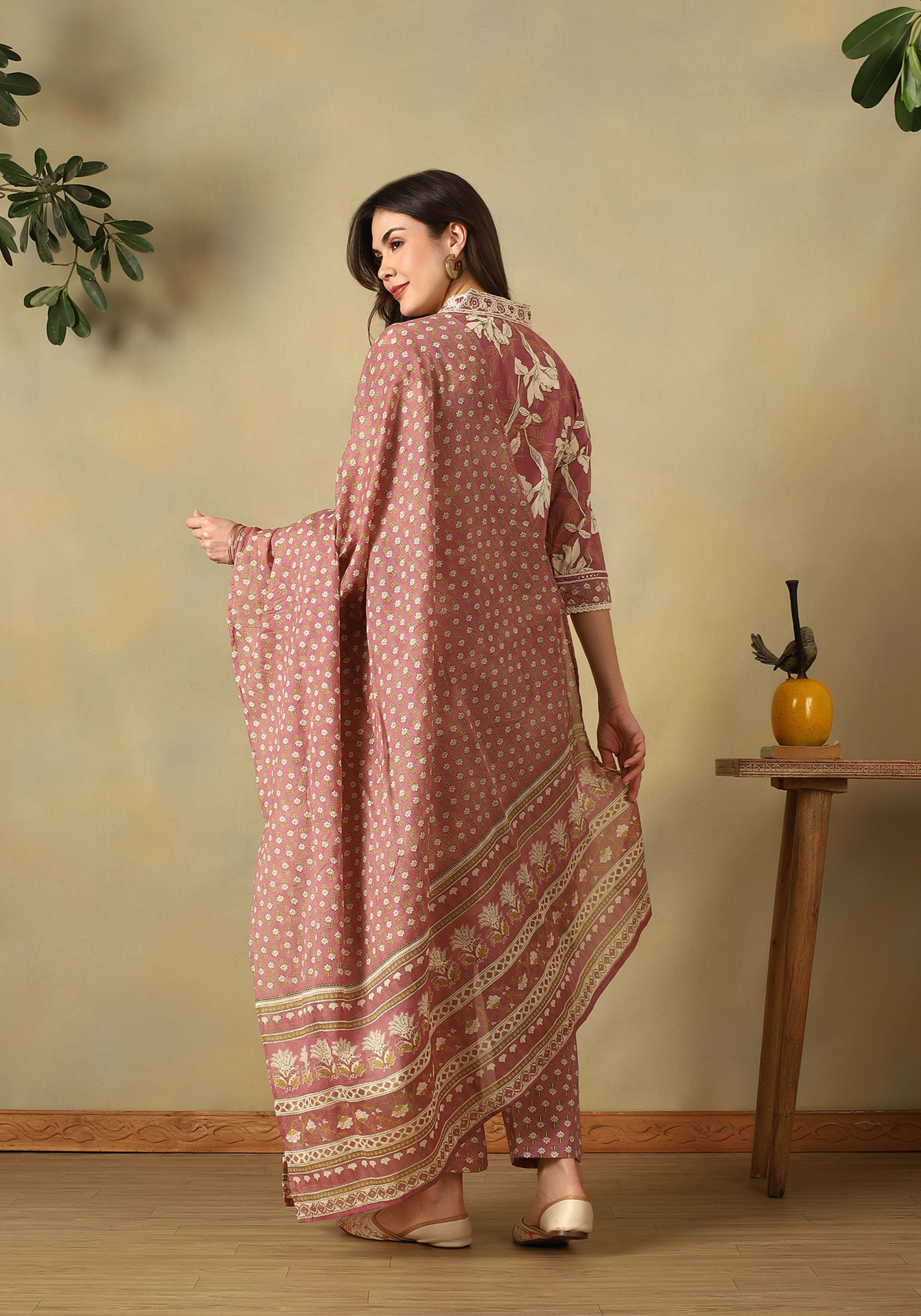 Mauve Tara  Straight Suit Set