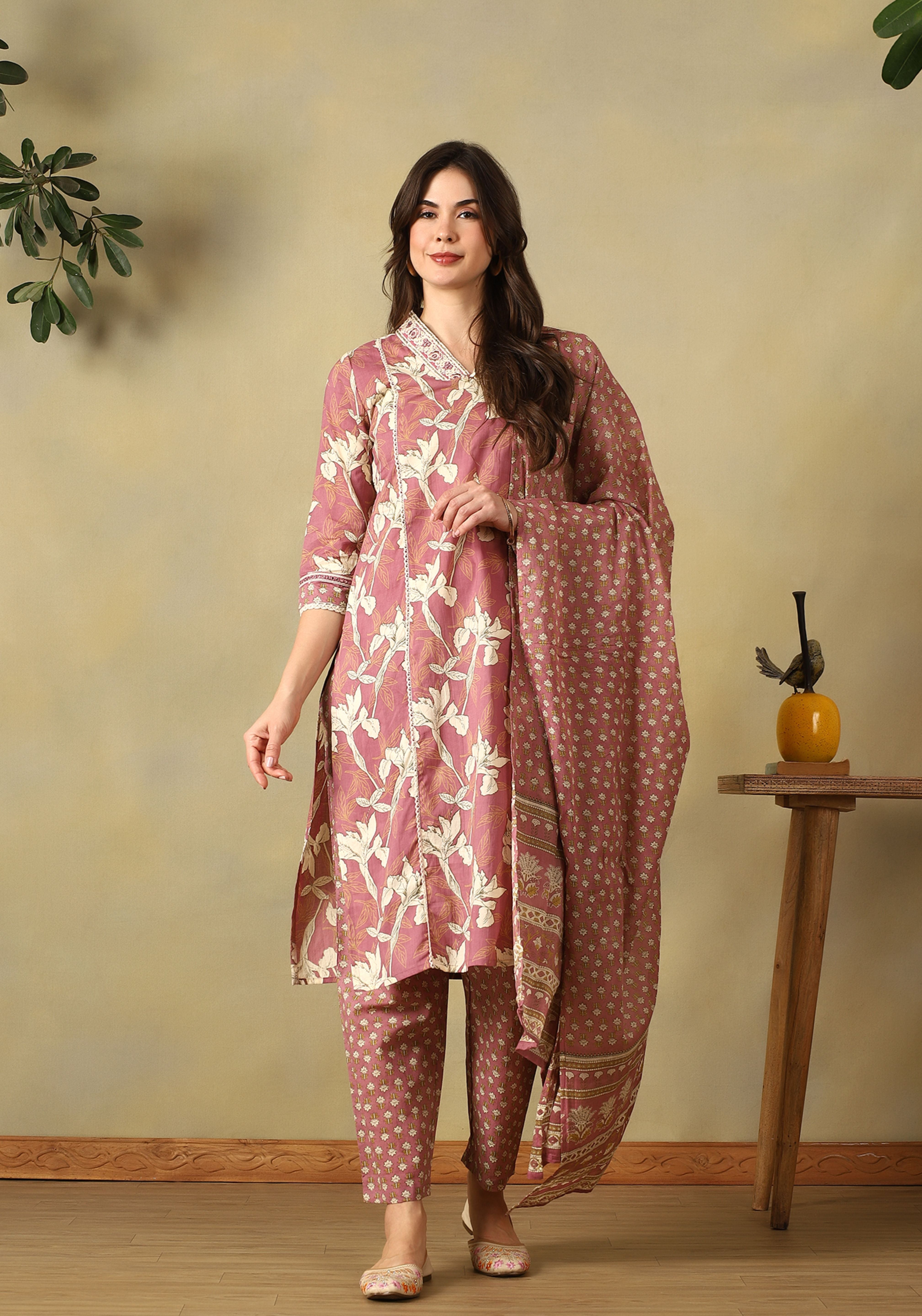 Mauve Tara  Straight Suit Set