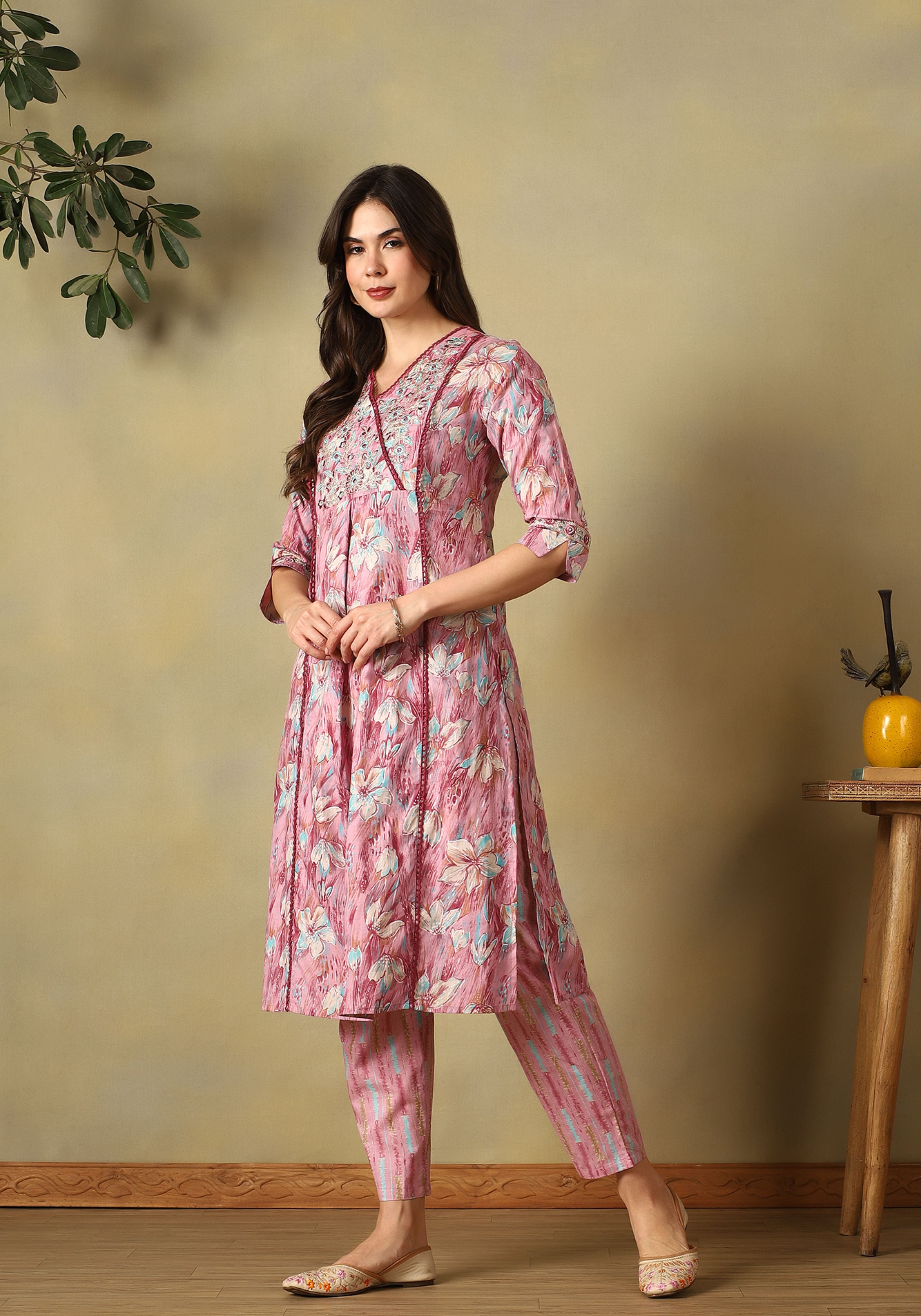 Pink Ruhani Straight Suit Set