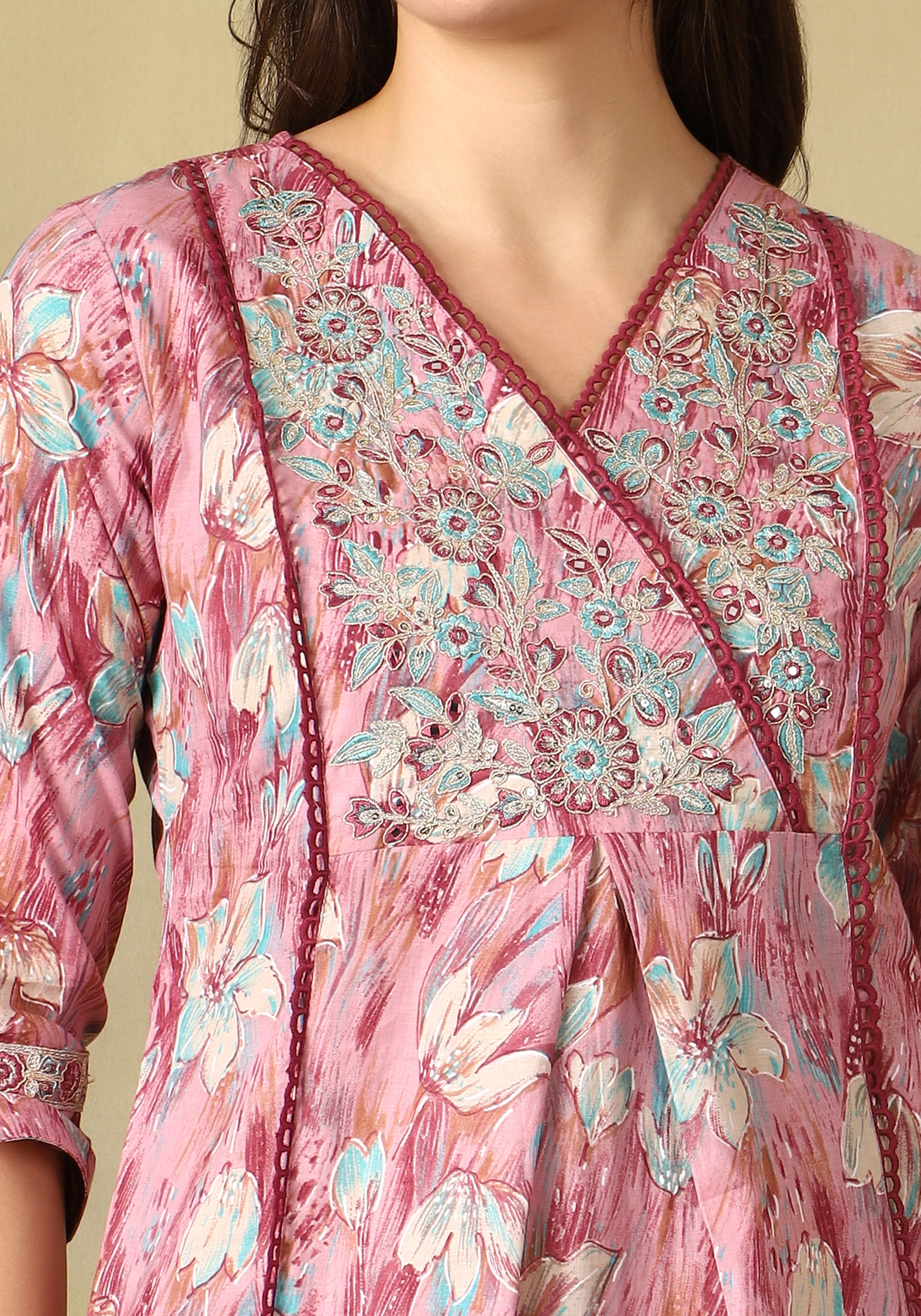 Pink Ruhani Straight Suit Set