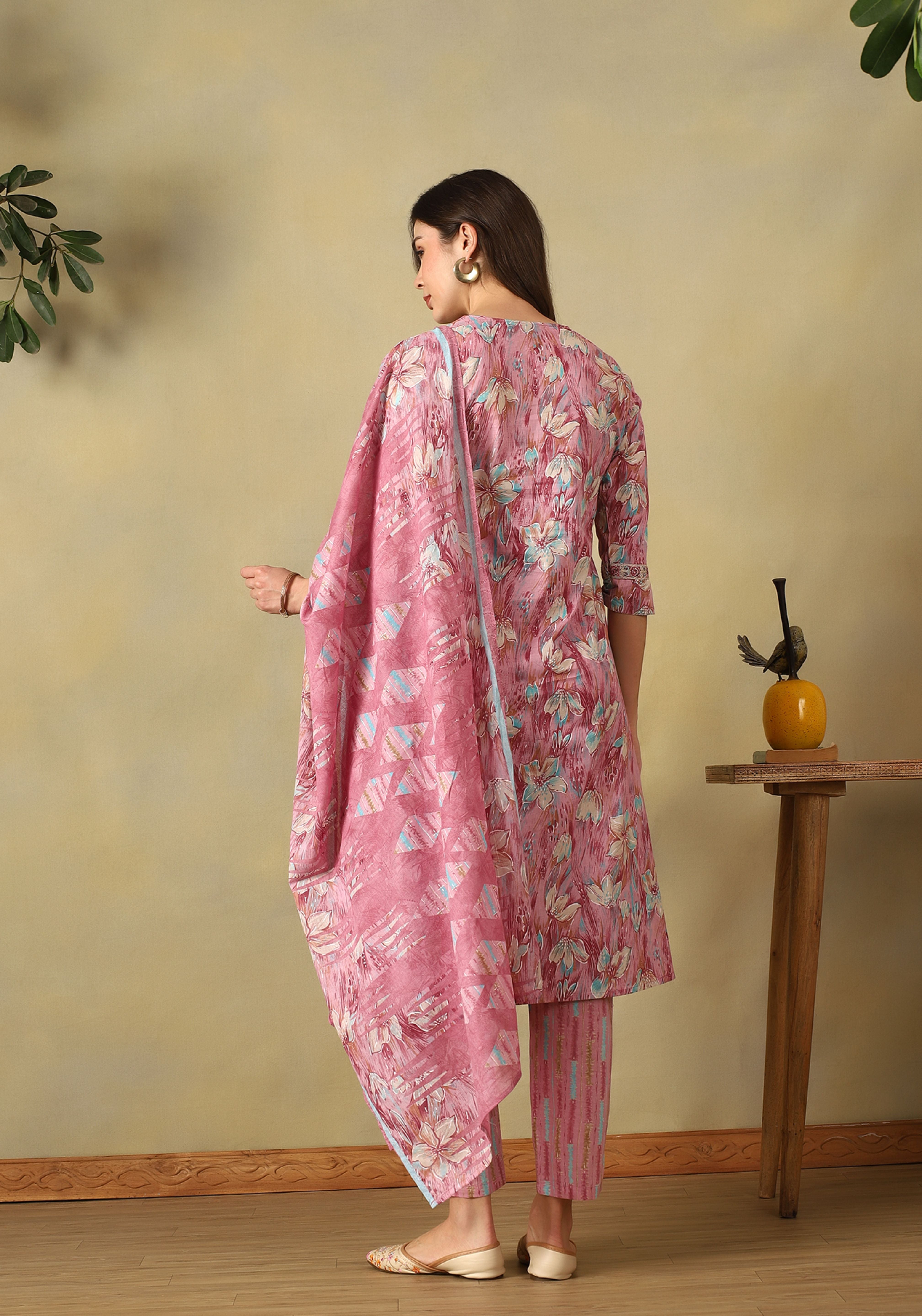 Pink Ruhani Straight Suit Set