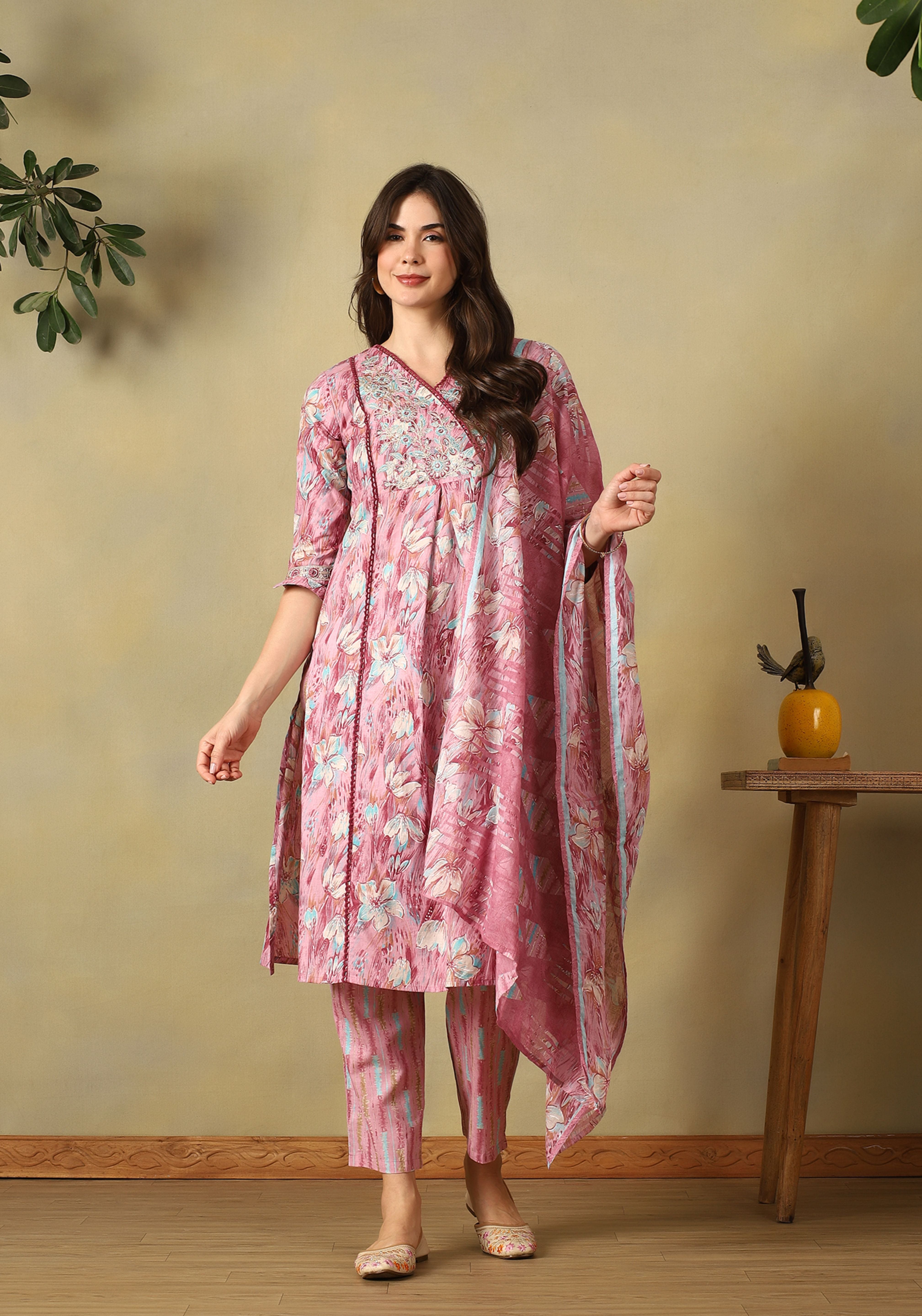 Pink Ruhani Straight Suit Set