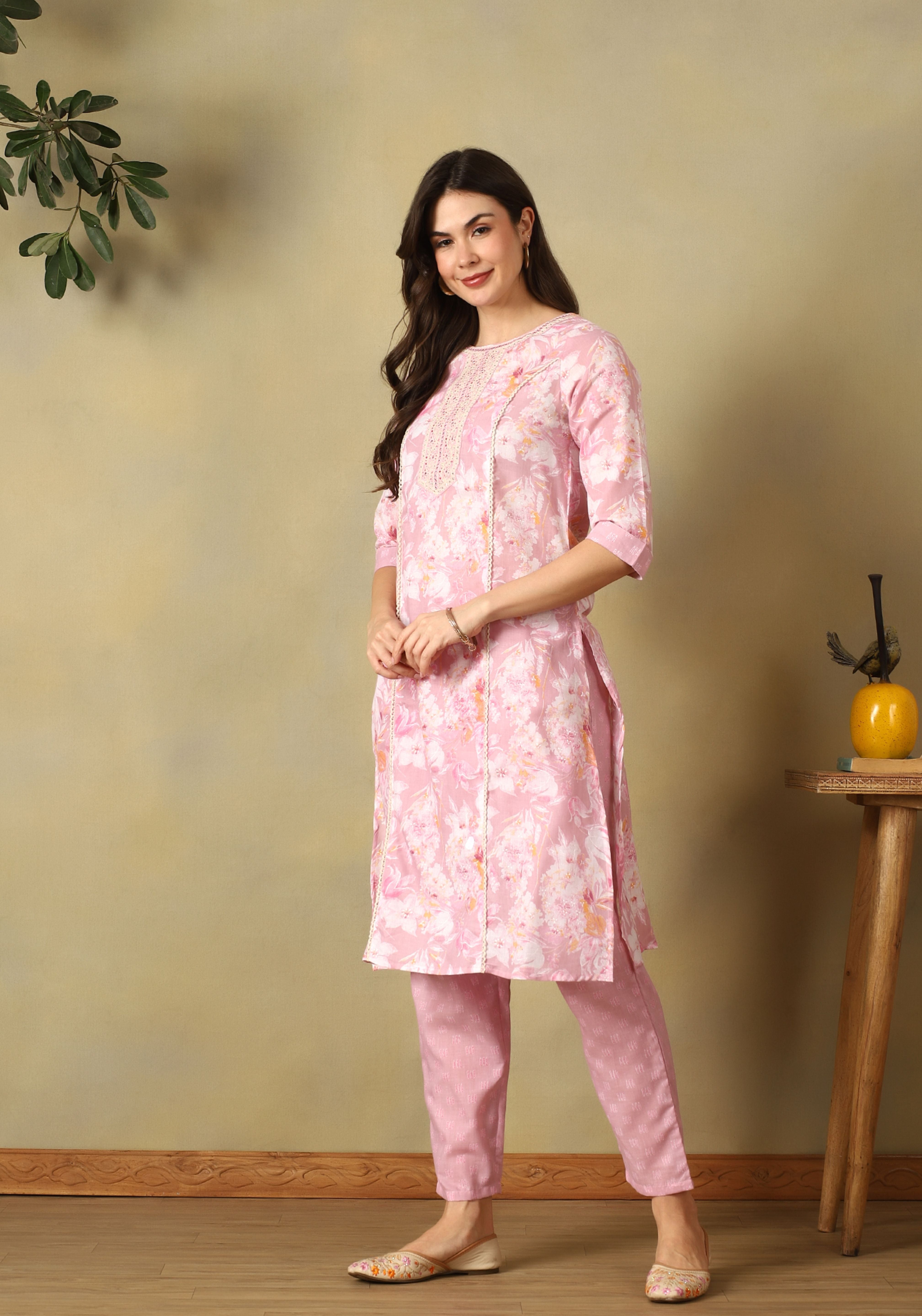 Pink Inaaya Straight Suit Se