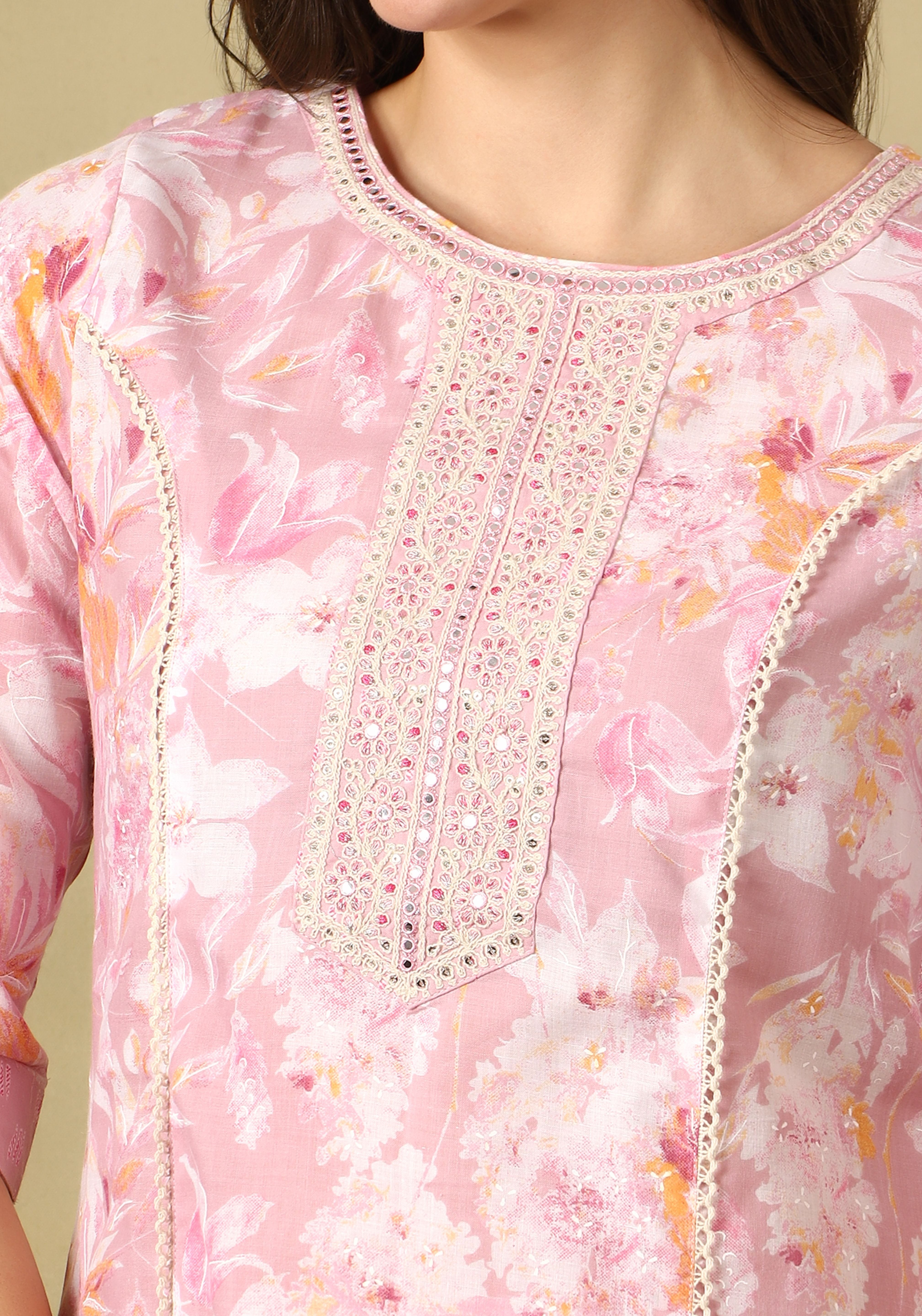 Pink Inaaya Straight Suit Se